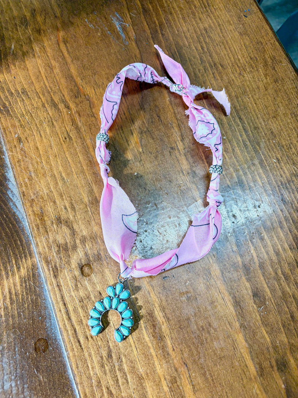 Pink Bandana Scarf Neckalce