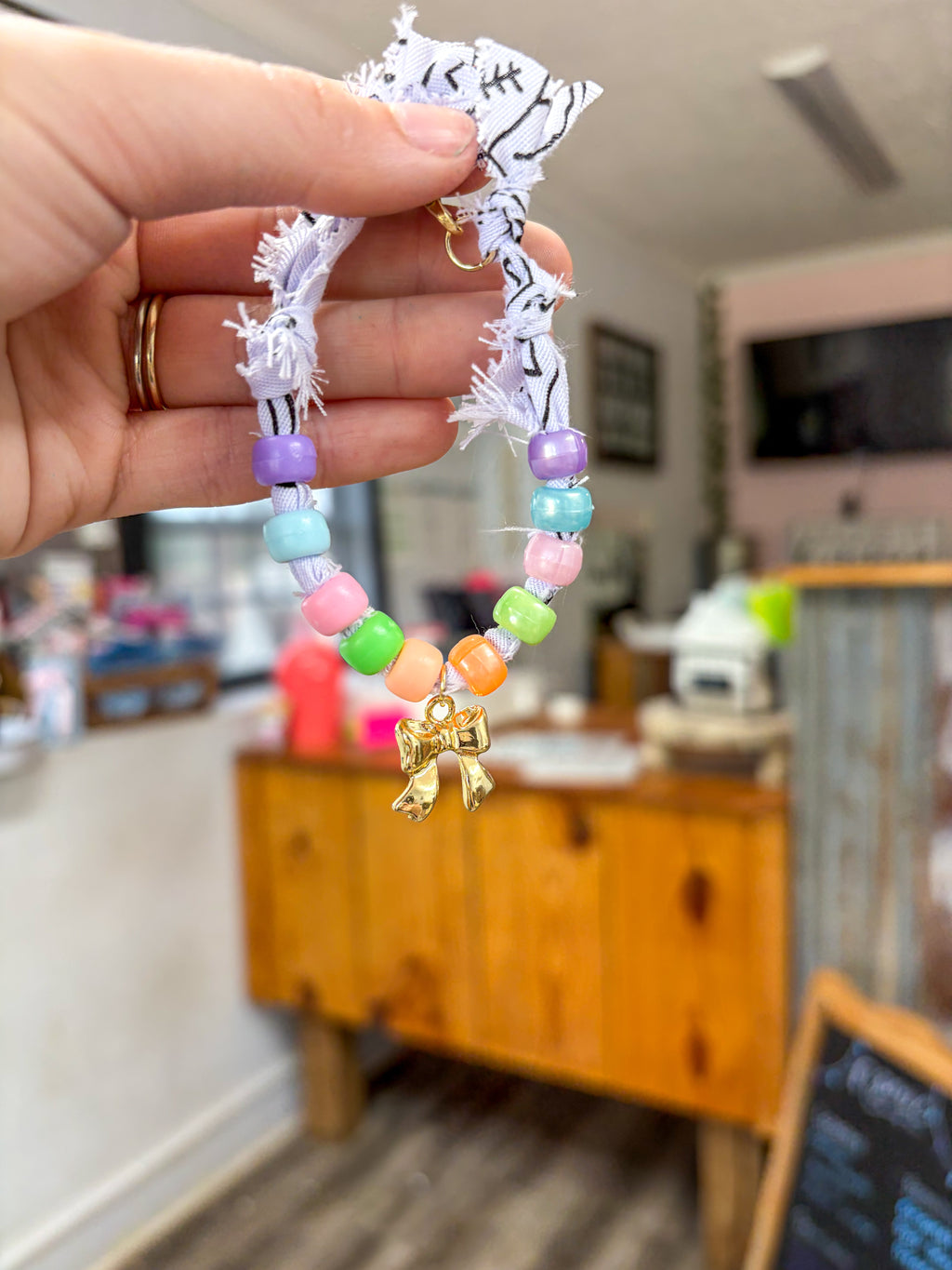 White Bandana Charm Bracelet