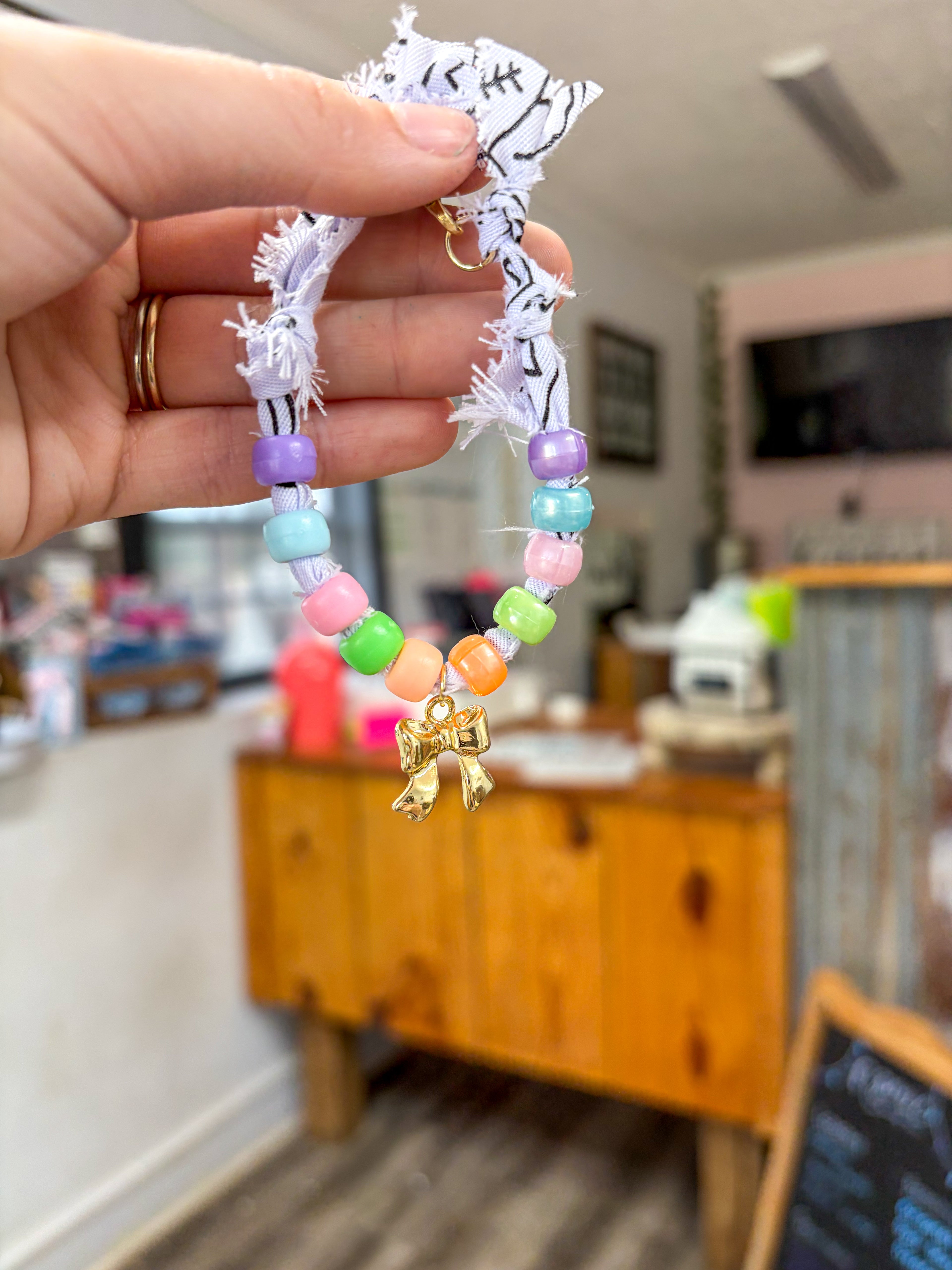 White Bandana Charm Bracelet