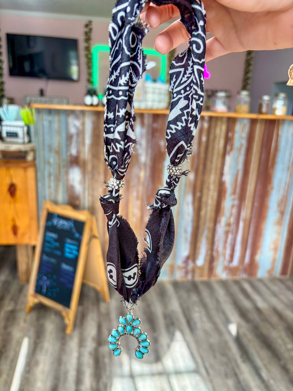 Black Bandana Scarf Neckalce