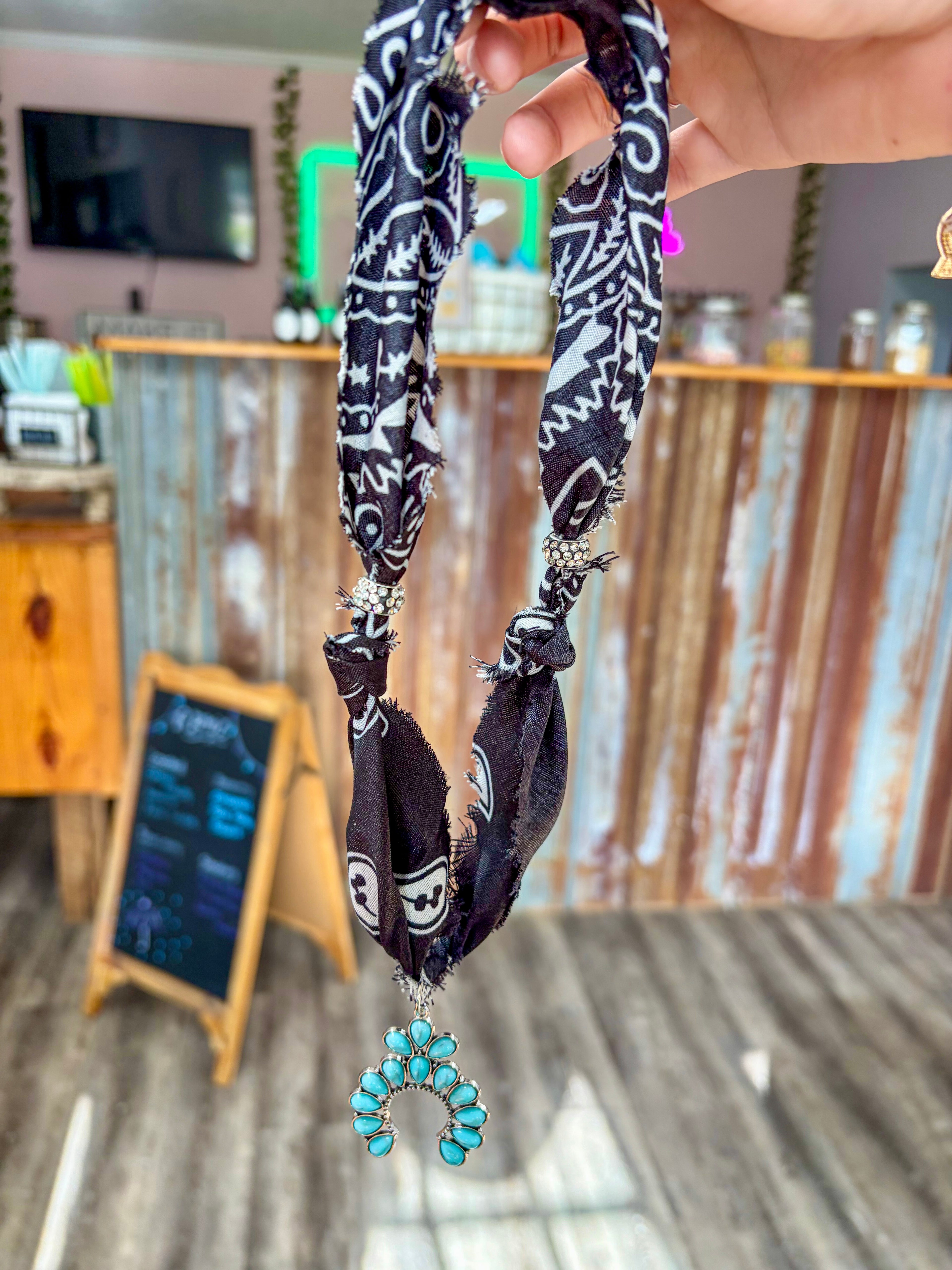Black Bandana Scarf Neckalce