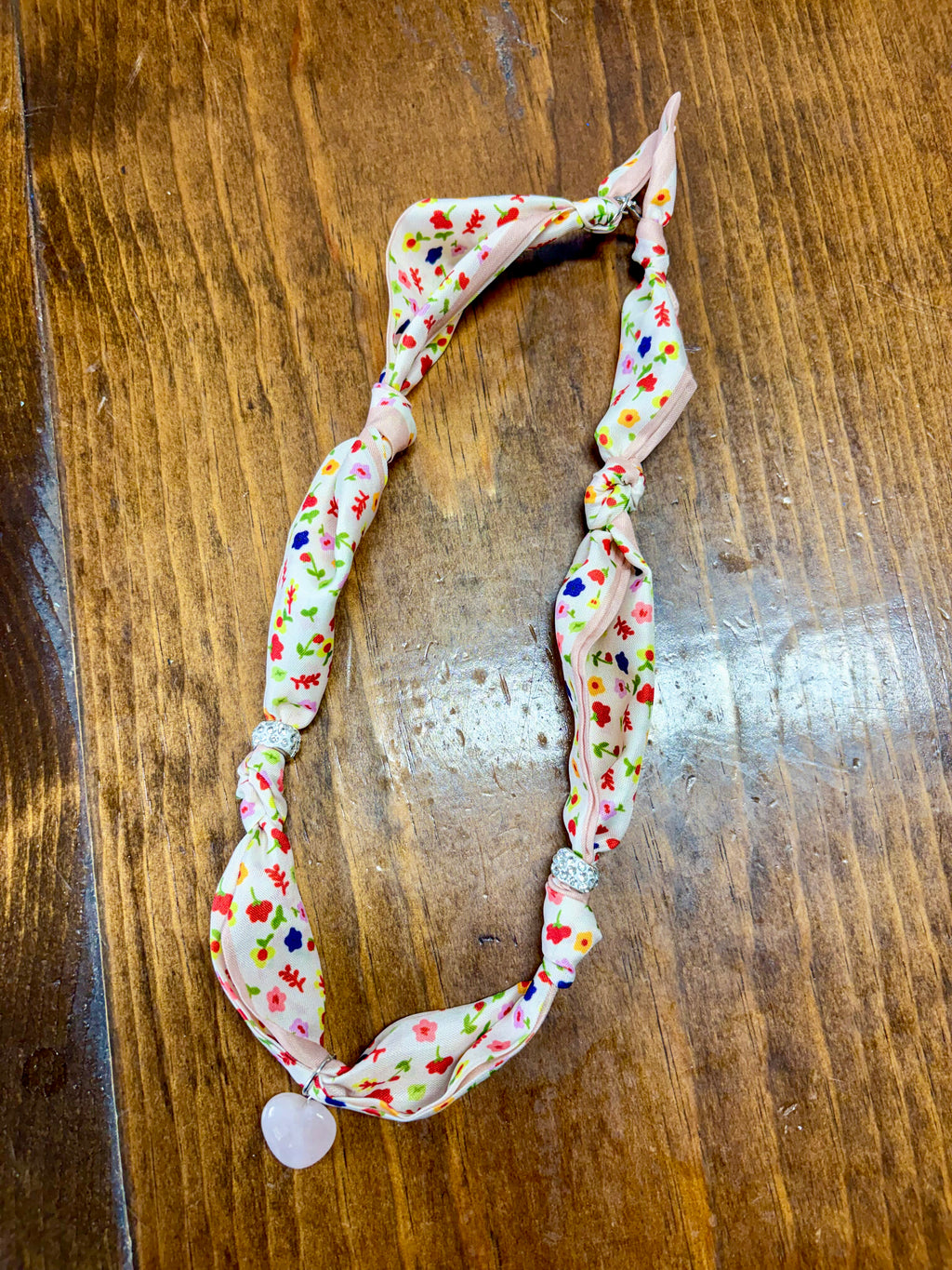 Flower Heart Scarf Necklace