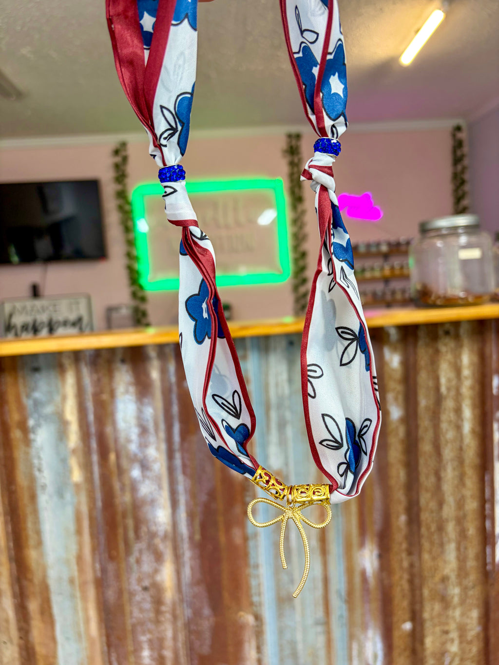 Red, White, & Blue Scarf Necklace
