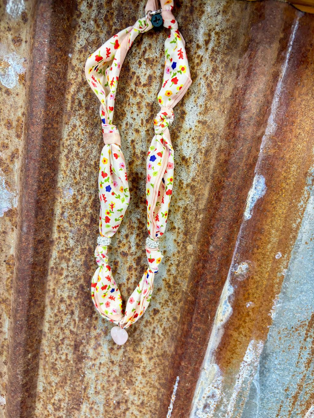 Flower Heart Scarf Necklace