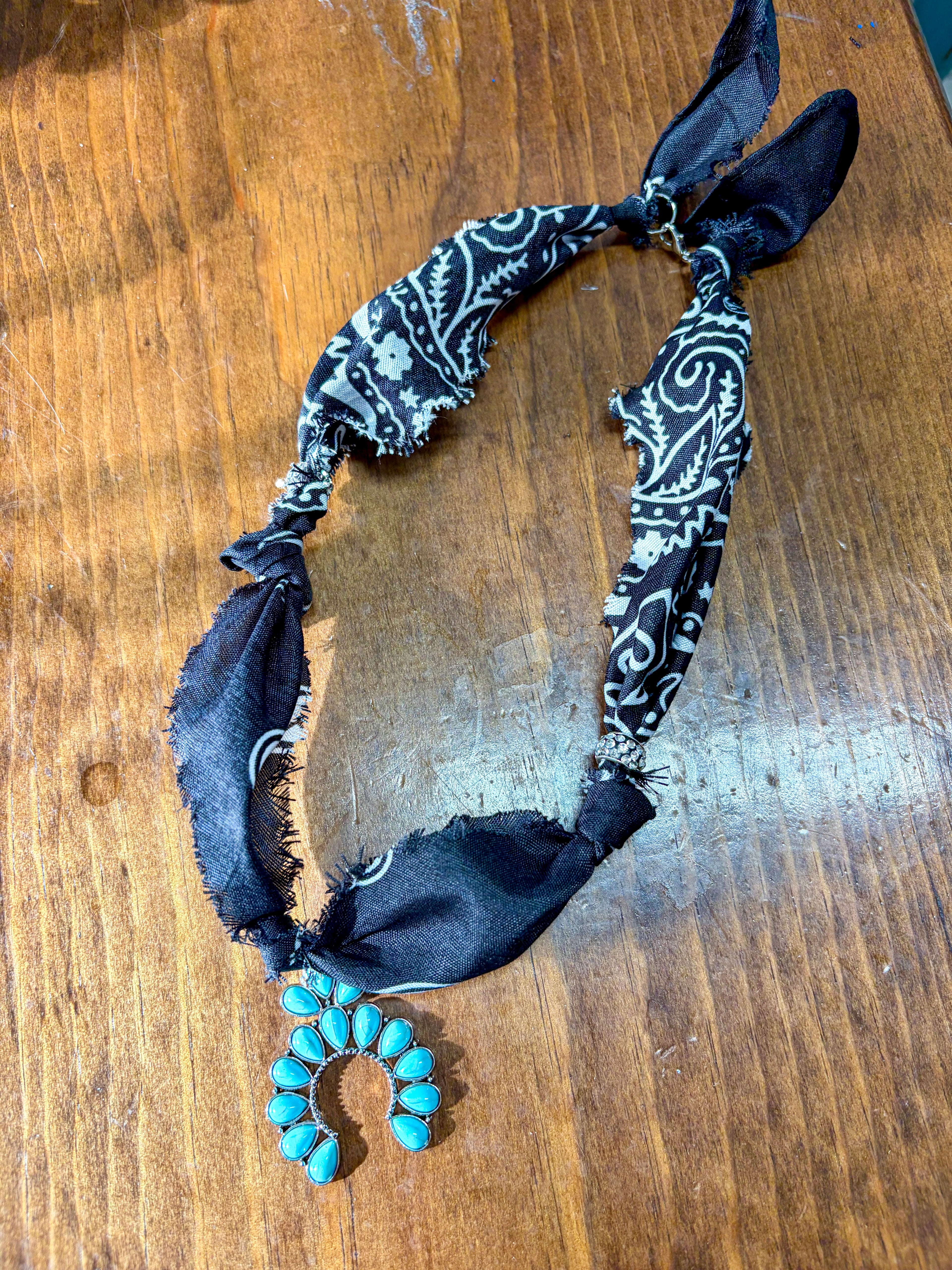 Black Bandana Scarf Neckalce