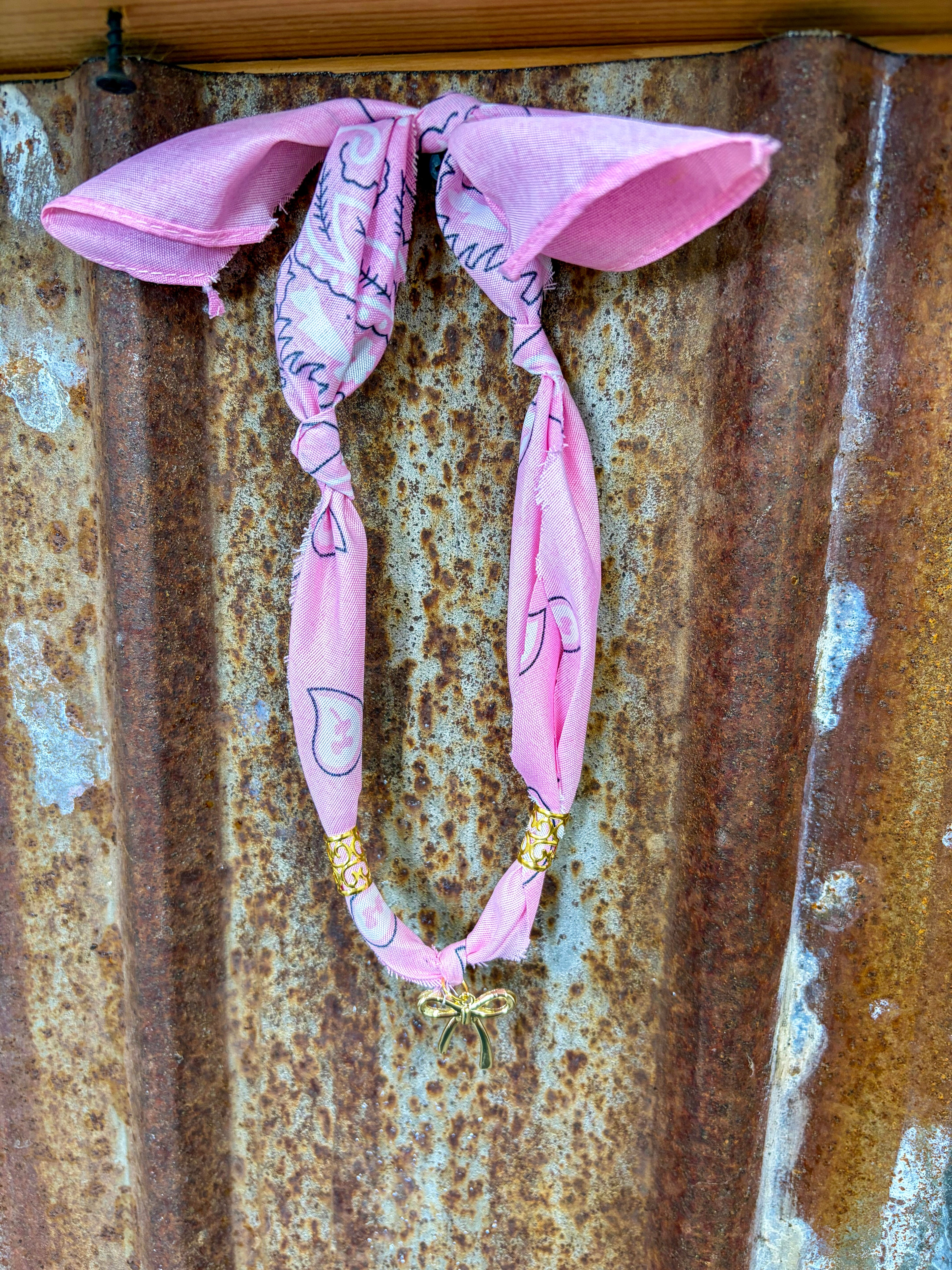Pink Bow Bandana Necklaces