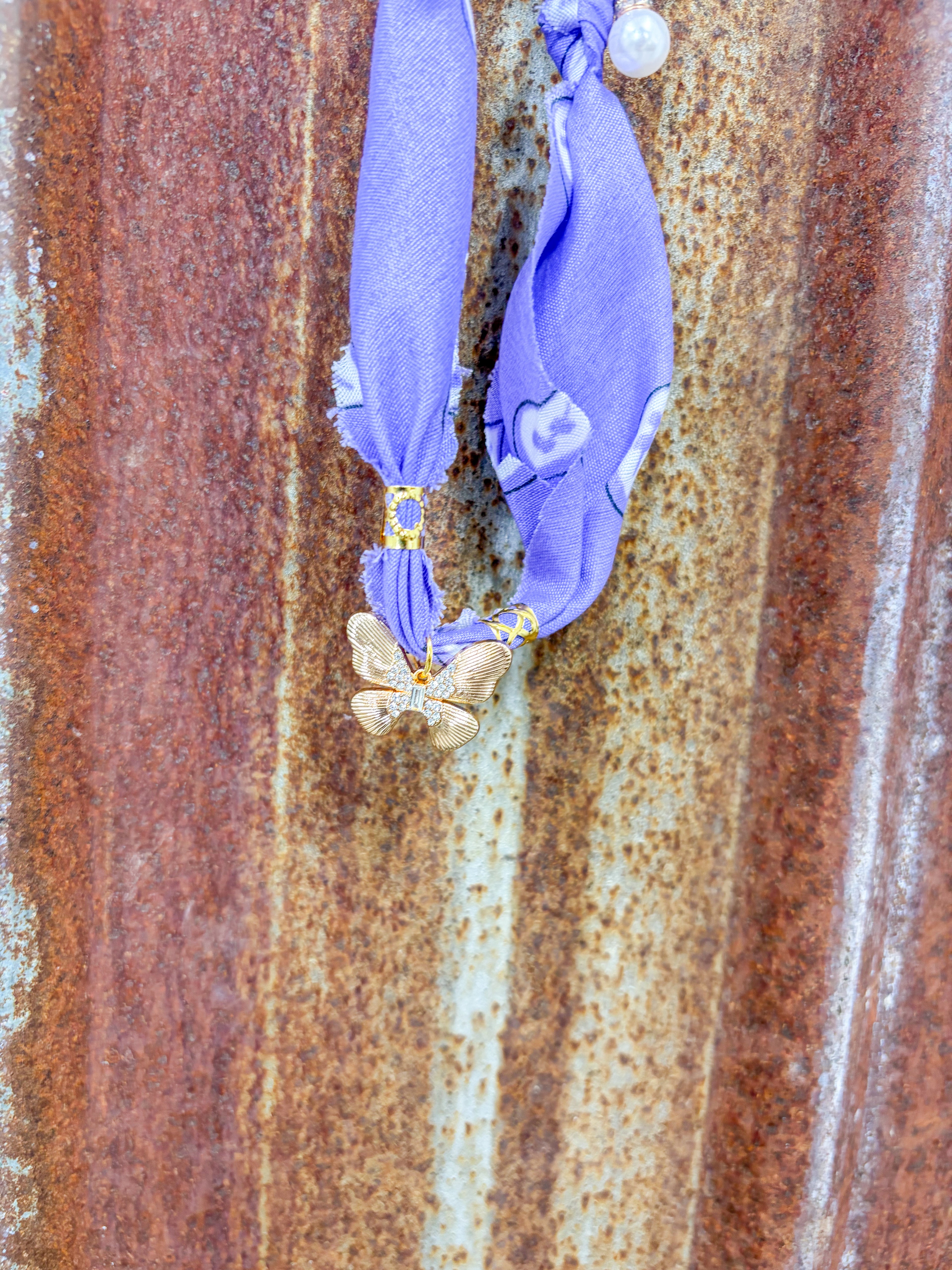 Purple Butterfly Bandana Necklace