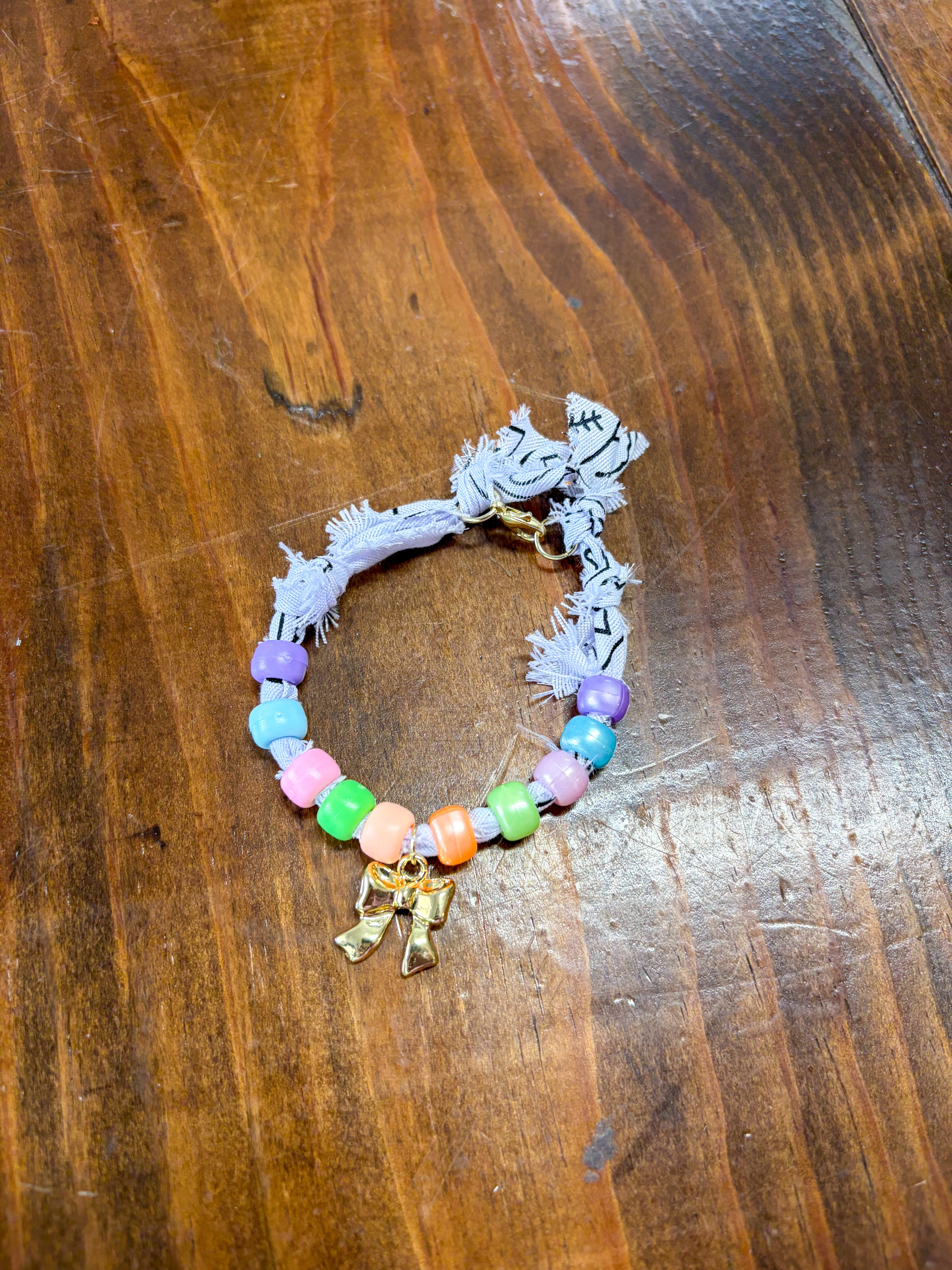 White Bandana Charm Bracelet