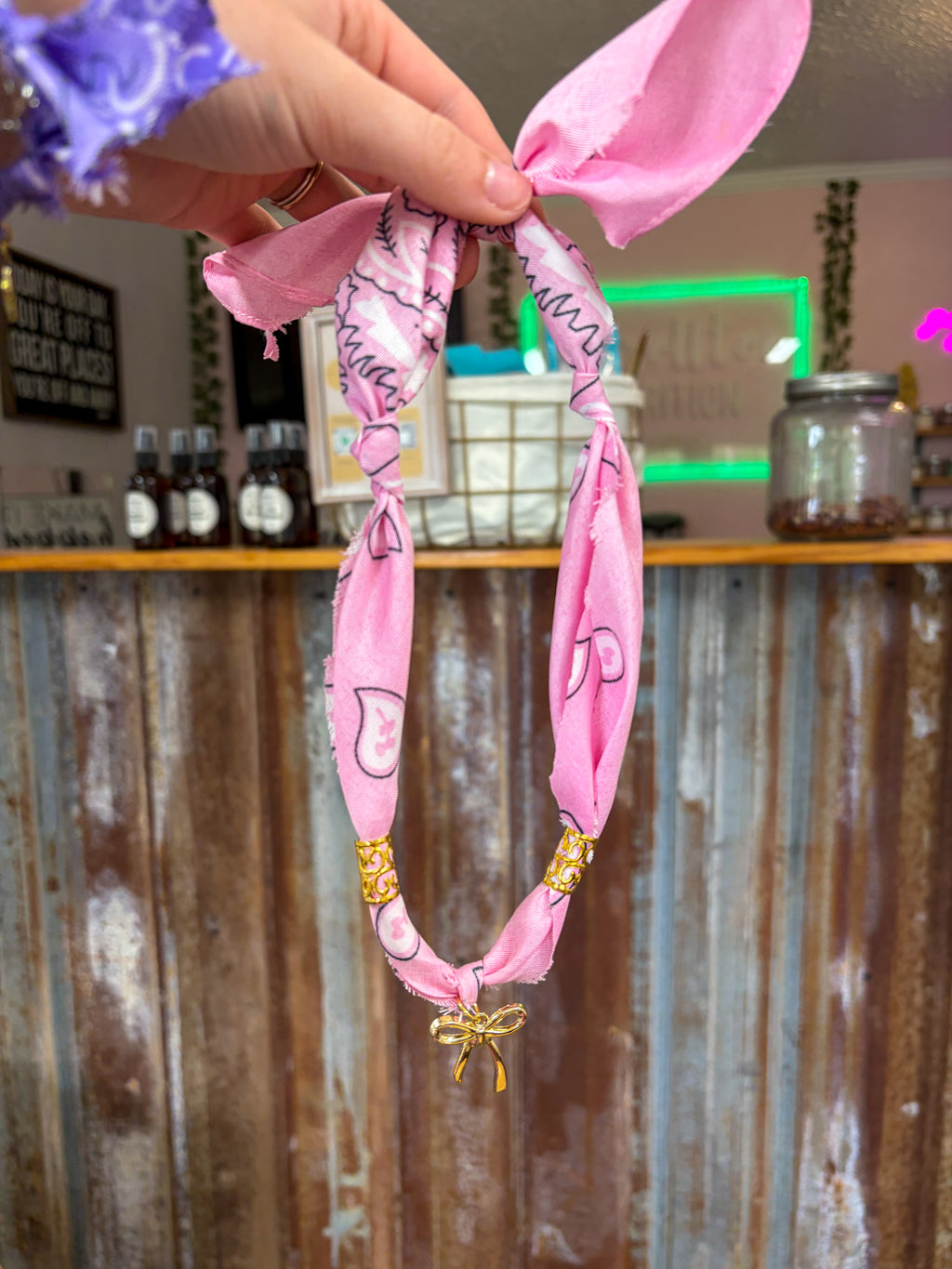 Pink Bow Bandana Necklaces