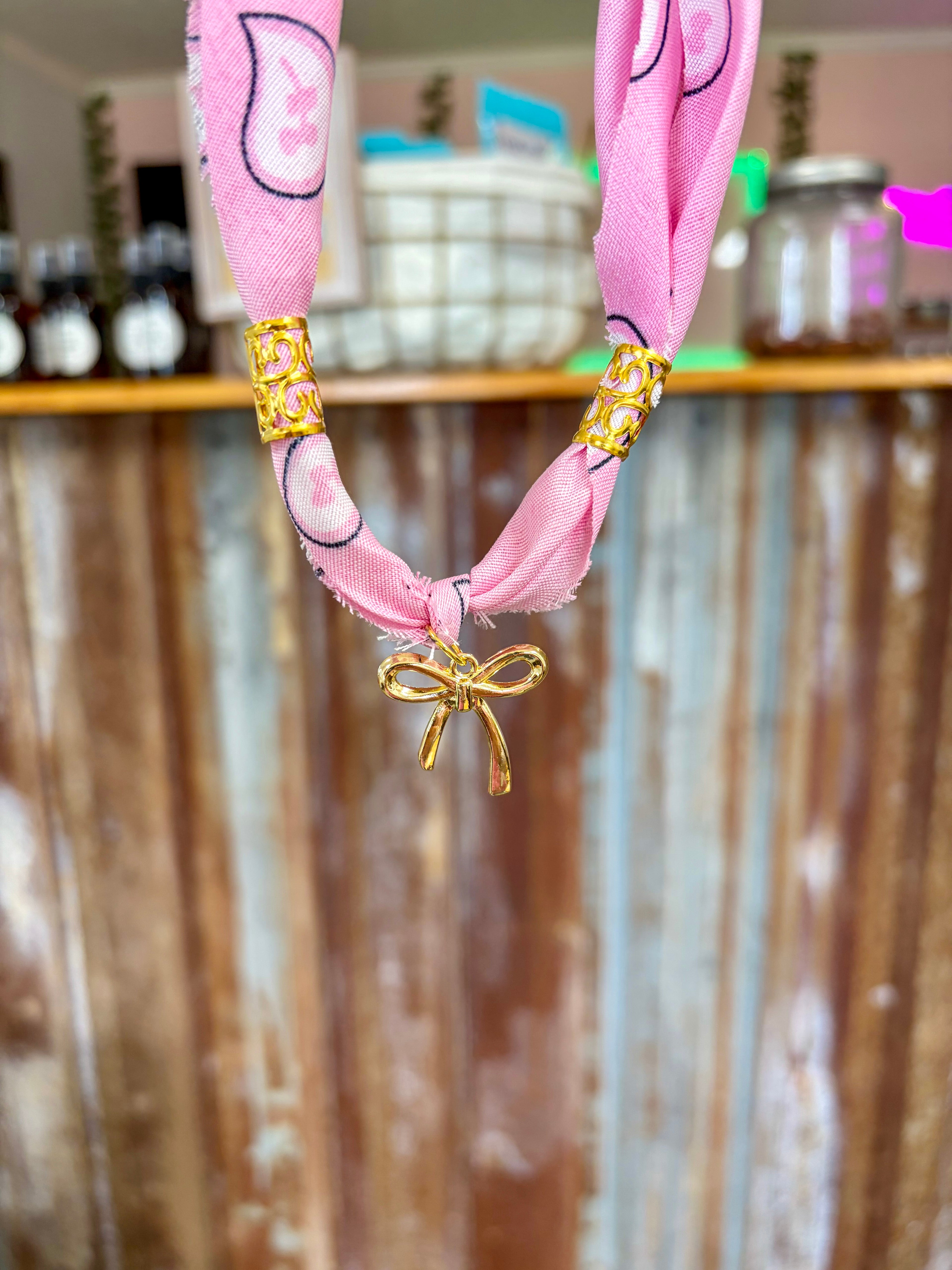 Pink Bow Bandana Necklaces