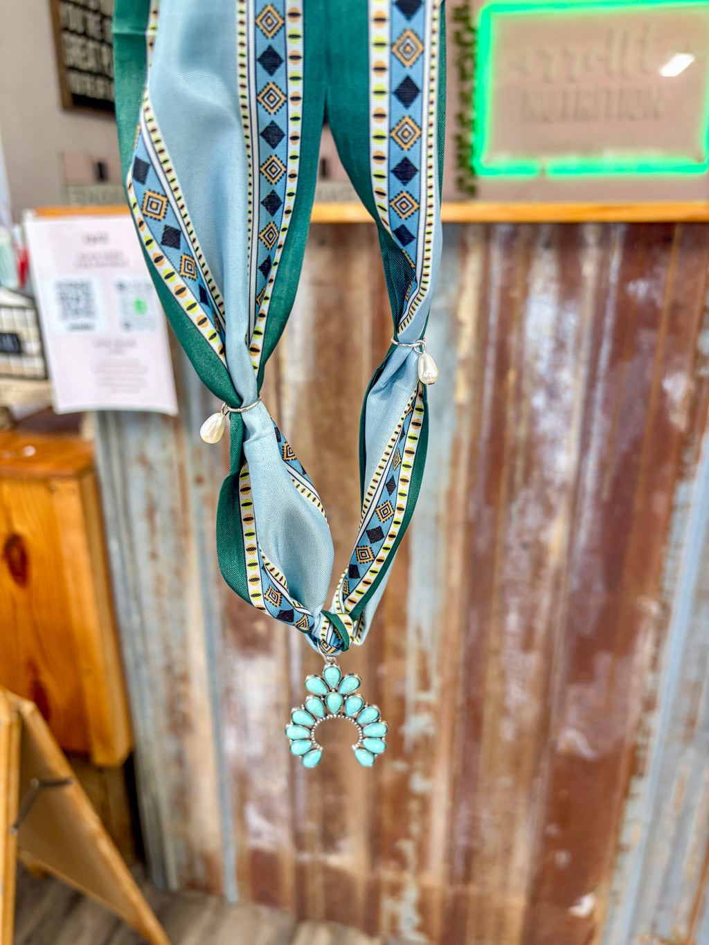 Turquoise Scarf Necklace