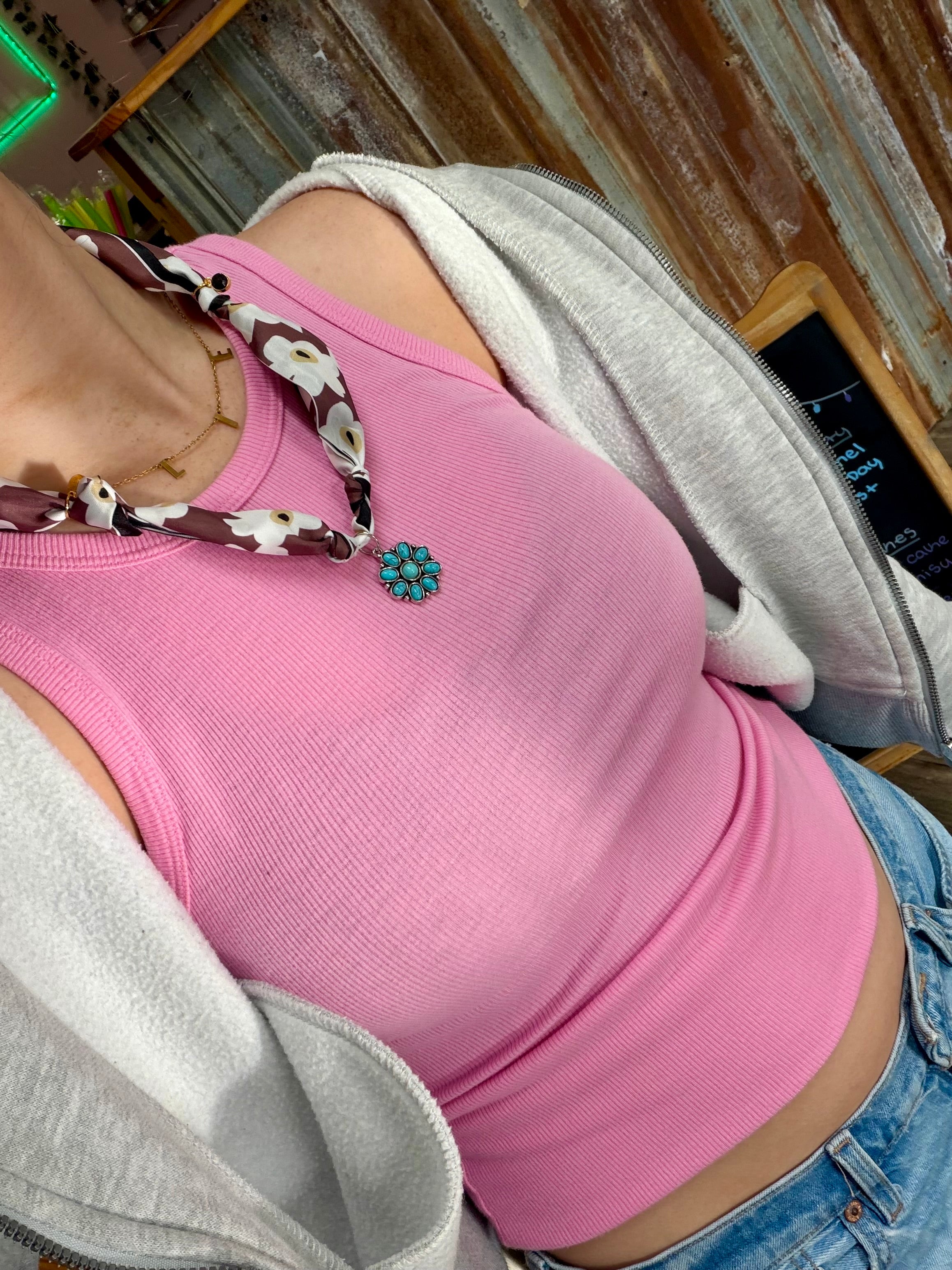 Turquoise Charm Scarf Necklace